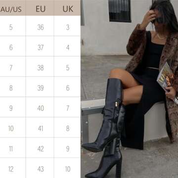 MUCCCUTE Knee High Boots - Trendy Chunky High Heel Style