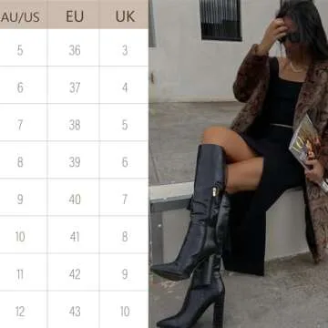 MUCCCUTE Knee High Boots - Trendy Chunky High Heel Style