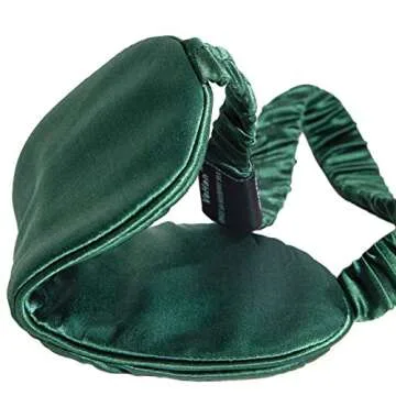 Vehan 100% Pure Natural Mulberry Silk Sleep Mask with Adjustable Strap, Women Men Blackout Weighted Eye Mask for Sleeping, Smooth Slip Pressure Relief Eye Cover for Travel Nap Yoga Dark Green