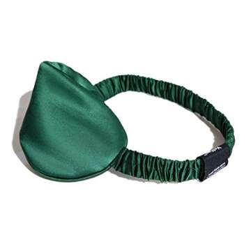 Vehan 100% Pure Natural Mulberry Silk Sleep Mask with Adjustable Strap, Women Men Blackout Weighted Eye Mask for Sleeping, Smooth Slip Pressure Relief Eye Cover for Travel Nap Yoga Dark Green