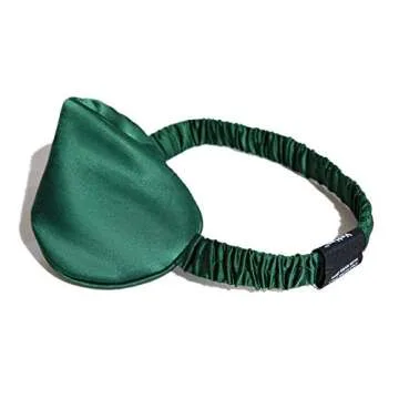 Vehan 100% Pure Natural Mulberry Silk Sleep Mask with Adjustable Strap, Women Men Blackout Weighted Eye Mask for Sleeping, Smooth Slip Pressure Relief Eye Cover for Travel Nap Yoga Dark Green