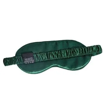 Vehan 100% Pure Natural Mulberry Silk Sleep Mask with Adjustable Strap, Women Men Blackout Weighted Eye Mask for Sleeping, Smooth Slip Pressure Relief Eye Cover for Travel Nap Yoga Dark Green