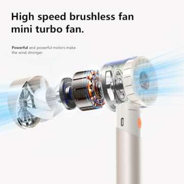 Guirble Handheld Fan,Portable Turbo Fan,Powerful Personal Fan(7000rpm High-Speed Motor,Battery Work 3-16 H),USB Rechargeable Mini Handheld Fan for Travel/Outdoor/Gift/Makeup (Beige)