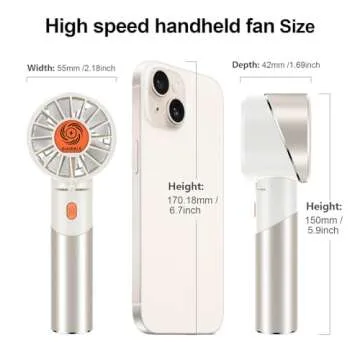 Guirble Handheld Fan,Portable Turbo Fan,Powerful Personal Fan(7000rpm High-Speed Motor,Battery Work 3-16 H),USB Rechargeable Mini Handheld Fan for Travel/Outdoor/Gift/Makeup (Beige)