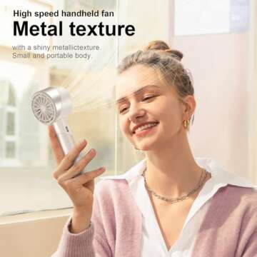 Guirble Handheld Fan,Portable Turbo Fan,Powerful Personal Fan(7000rpm High-Speed Motor,Battery Work 3-16 H),USB Rechargeable Mini Handheld Fan for Travel/Outdoor/Gift/Makeup (Beige)