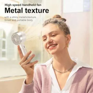 Guirble Handheld Fan,Portable Turbo Fan,Powerful Personal Fan(7000rpm High-Speed Motor,Battery Work 3-16 H),USB Rechargeable Mini Handheld Fan for Travel/Outdoor/Gift/Makeup (Beige)