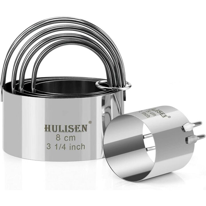 HULISEN 5-Piece Round Biscuit Cutter Set with Handles