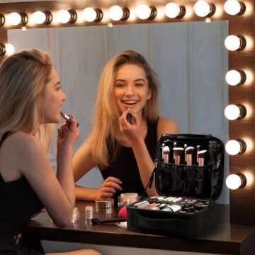 gzcz Travel Makeup Bag,10.4 Inches Portable Makeup Case Cosmetic Train Case Organizer Artist Storage...