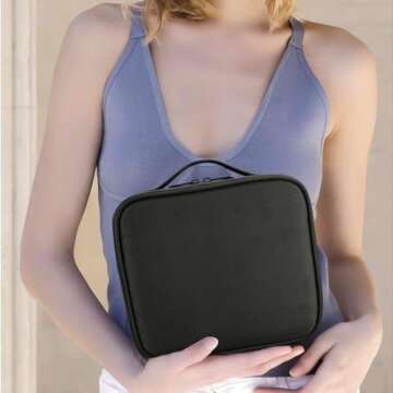 gzcz Travel Makeup Bag,10.4 Inches Portable Makeup Case Cosmetic Train Case Organizer Artist Storage Bag With Adjustable Dividers For Cosmetics Brushes Toiletry Jewelry Digital Accessories (Black)