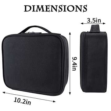 gzcz Travel Makeup Bag,10.4 Inches Portable Makeup Case Cosmetic Train Case Organizer Artist Storage Bag With Adjustable Dividers For Cosmetics Brushes Toiletry Jewelry Digital Accessories (Black)