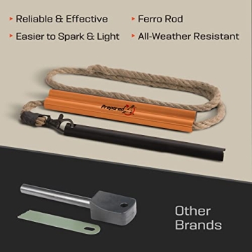 All-Weather Fire Starter Kit with Flint Steel and Tinder Rope
