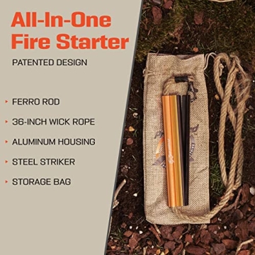 All-Weather Fire Starter Kit with Flint Steel and Tinder Rope