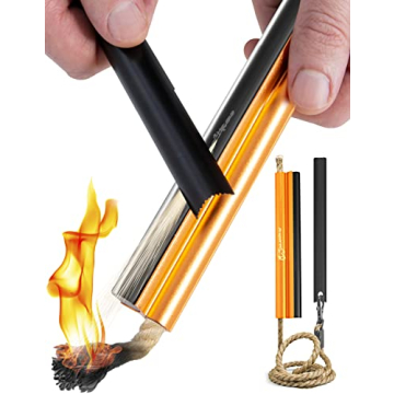 All-Weather Fire Starter Kit with Flint Steel and Tinder Rope