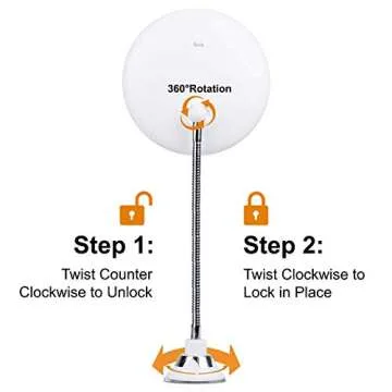 10x Magnifying Mirror with Light, Flexible Gooseneck Make up Mirror with Lights and Magnification, Battery Operated Cordless Magnified Mirror with Suction Cups for Wall Bathroom