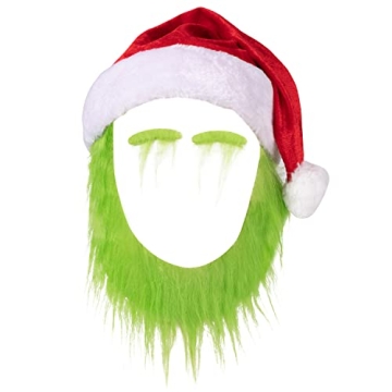 Q1nopo 3PCS Green Christmas Monster Cosplay Costume with Accessories for Festive Fun