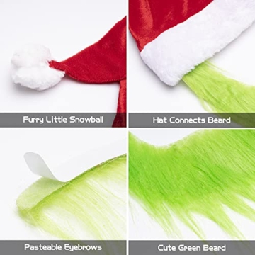 Q1nopo 3PCS Green Christmas Monster Cosplay Set