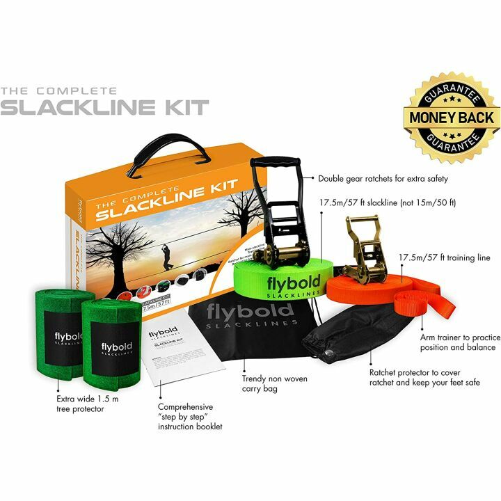 FlyBold Slackline Kit - 57ft Line with Accessories