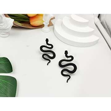 INENIMARTJ Snake Dangle Earrings for Women, Boho Statement Snake Earrings, Punk Gothic Personality Snake Dangle Drop Earrings vintage Animal Serpent Jewelry. (G)