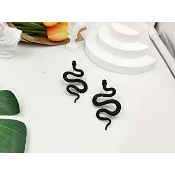 INENIMARTJ Snake Dangle Earrings for Women, Boho Statement Snake Earrings, Punk Gothic Personality Snake Dangle Drop Earrings vintage Animal Serpent Jewelry. (G)