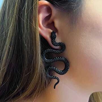 INENIMARTJ Snake Dangle Earrings for Women, Boho Statement Snake Earrings, Punk Gothic Personality Snake Dangle Drop Earrings vintage Animal Serpent Jewelry. (G)