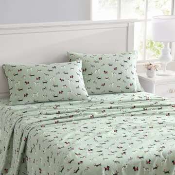 Laura Ashley - Full Sheet Set, Cotton Flannel Bedding, Brushed for Extra Softness & Comfort (Holiday...