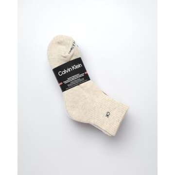 Calvin Klein Women's High Quarter Socks - 6 Pack Terry Cushion Breathable Athletic Crew Socks for Wo...