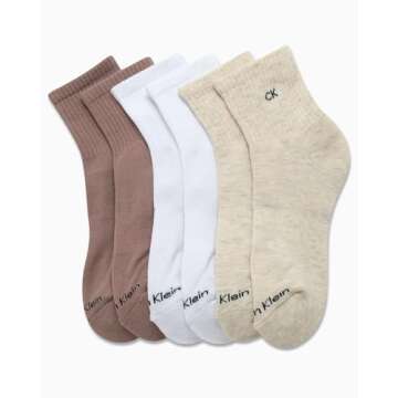 Calvin Klein Women's High Quarter Socks - 6 Pack Comfort