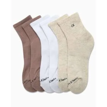 Calvin Klein Women's High Quarter Socks - 6 Pack Comfort