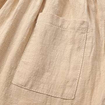 RUKOSU Toddler Baby Girl Summer Cotton Linen Sling White Dresses Bow Straps Sleeveless with Pockets Casual Beach Sundress Khaki 2-3T