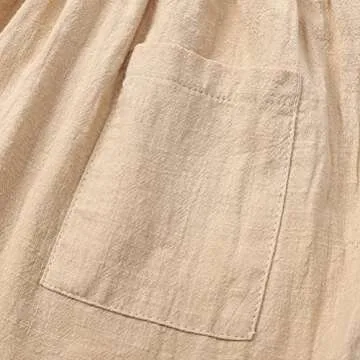 RUKOSU Toddler Baby Girl Summer Cotton Linen Sling White Dresses Bow Straps Sleeveless with Pockets Casual Beach Sundress Khaki 2-3T