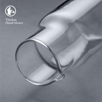 Bedside Water Carafe and Glass Set, 550ml Clear Glass Juice Water Pitcher, Night Water Carafe with Cup Set for Bedroom Nightstand, Wooden Pallet Included