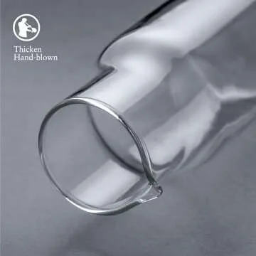 Bedside Water Carafe and Glass Set, 550ml Clear Glass Juice Water Pitcher, Night Water Carafe with Cup Set for Bedroom Nightstand, Wooden Pallet Included