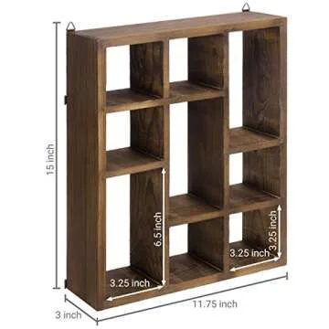 MyGift Rustic Wood Shadow Box - Versatile Display Shelf