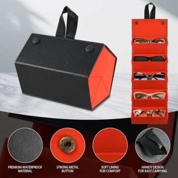 SZYMWS Sunglasses Case Organizer 5 Slot Travel Glasses Case Multiple Sunglasses Holder Organizer Eye...