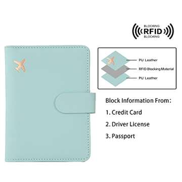 Melsbrinna Rfid Passport Holder for Travel women/Men, Cute Passport Wallet Rfid Blocking Card Slots, Rfid Passport Cover/CaseTravel Wallet, Passport Book Holder (1, Green1)