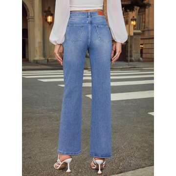 Genleck Women’s High Waisted Crossover Wide Leg Jeans