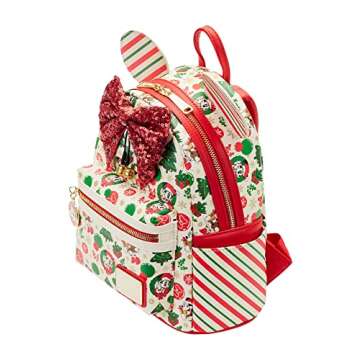 Loungefly Minnie Mouse Christmas Holiday Themed Womens Double Strap Shoulder Bag Purse