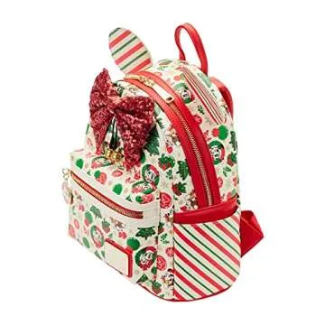 Loungefly Minnie Mouse Christmas Holiday Themed Womens Double Strap Shoulder Bag Purse