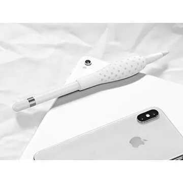 MoKo [2 Pack] Silicone Grip Holder Ergo Protective Sleeve Cover Case Accessories Compatible with Apple Pencil 1st / 2nd Generation, White & Gem Green