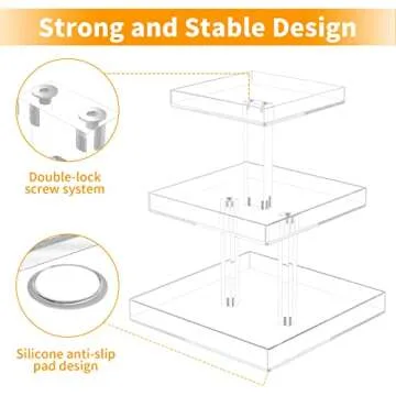 NIUBEE 3-Tier Perfume Organizer, Clear Resin, Rectangular Tray, Sturdy Design, Space Saver, Convenient Access, Easy Assembly