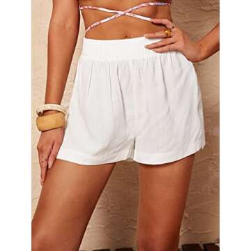 SOLY HUX Swim Cover Up Shorts for Women Sheer Split Bikini Shorts Beach Swimwear White S