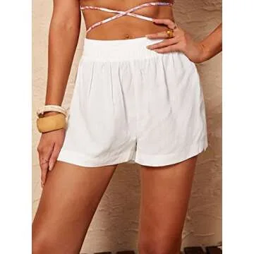 SOLY HUX Swim Cover Up Shorts for Women Sheer Split Bikini Shorts Beach Swimwear White S