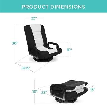 Best Choice Products Swivel Gaming Chair 360 Degree Multipurpose Floor Chair Rocker for TV, Reading,...