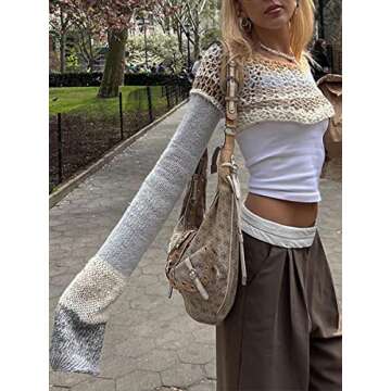 Stylish Y2K Knitted Crochet Shrug for Women
