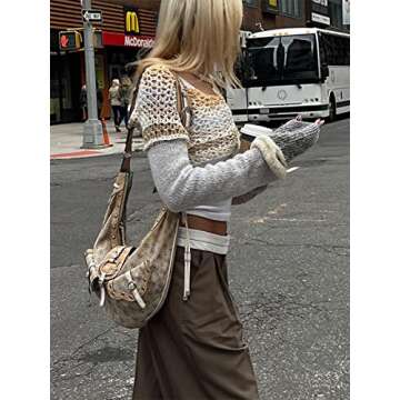 Stylish Y2K Knitted Crochet Shrug for Women