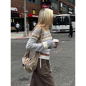 Stylish Y2K Knitted Crochet Shrug for Women