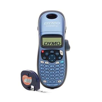 Dymo S0883990 LetraTag Handheld Label Maker, ABC Keyboard Label Printer with Easy-to-Use, 13 Character LCD Screen, for Home or Office, Blue, LT-100H, UK Version