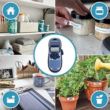 Dymo S0883990 LetraTag Handheld Label Maker, ABC Keyboard Label Printer with Easy-to-Use, 13 Character LCD Screen, for Home or Office, Blue, LT-100H, UK Version