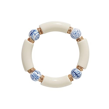 Sajidos Bamboo Tube Bangle Bracelets for Women Stacking Chunky Colorful Acrylic Beads Stretch Bracel...