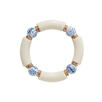 Sajidos Bamboo Tube Bangle Bracelets for Women Stacking Chunky Colorful Acrylic Beads Stretch Bracel...